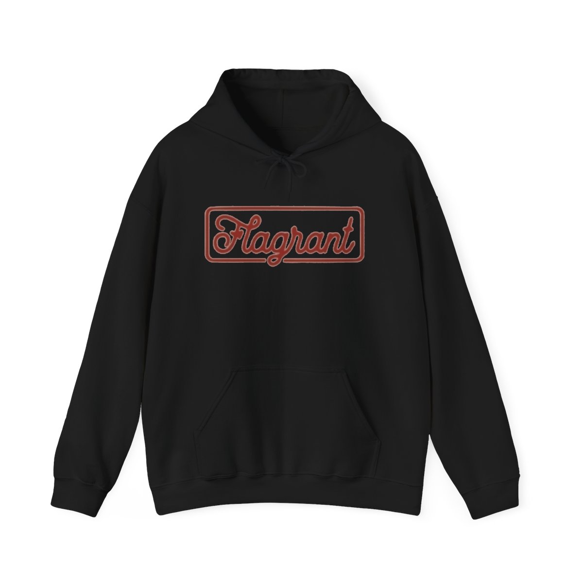 Flagrant script logo Hoodie | white pullover, minimalist streetwear | Flagrant Podcast - alternate angle 2, merchandise