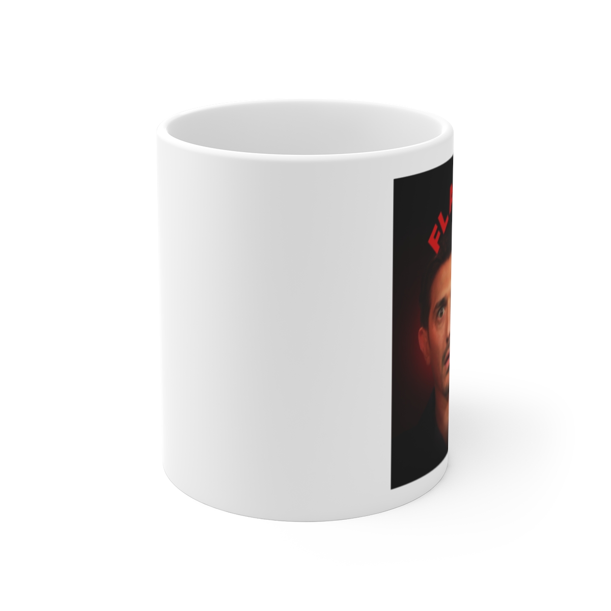 Dark Portrait Face Illustration Mug | Moody Red Black Portrait | Flagrant Podcast - alternate angle 1, merchandise