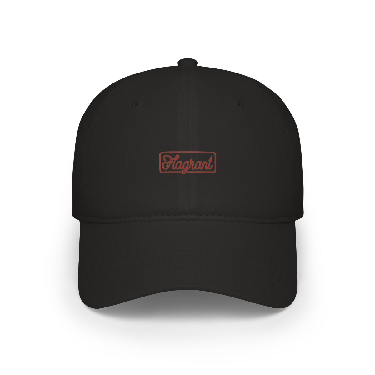 Flagrant script logo Cap | Embroidered baseball cap, vintage red logo | Flagrant Podcast